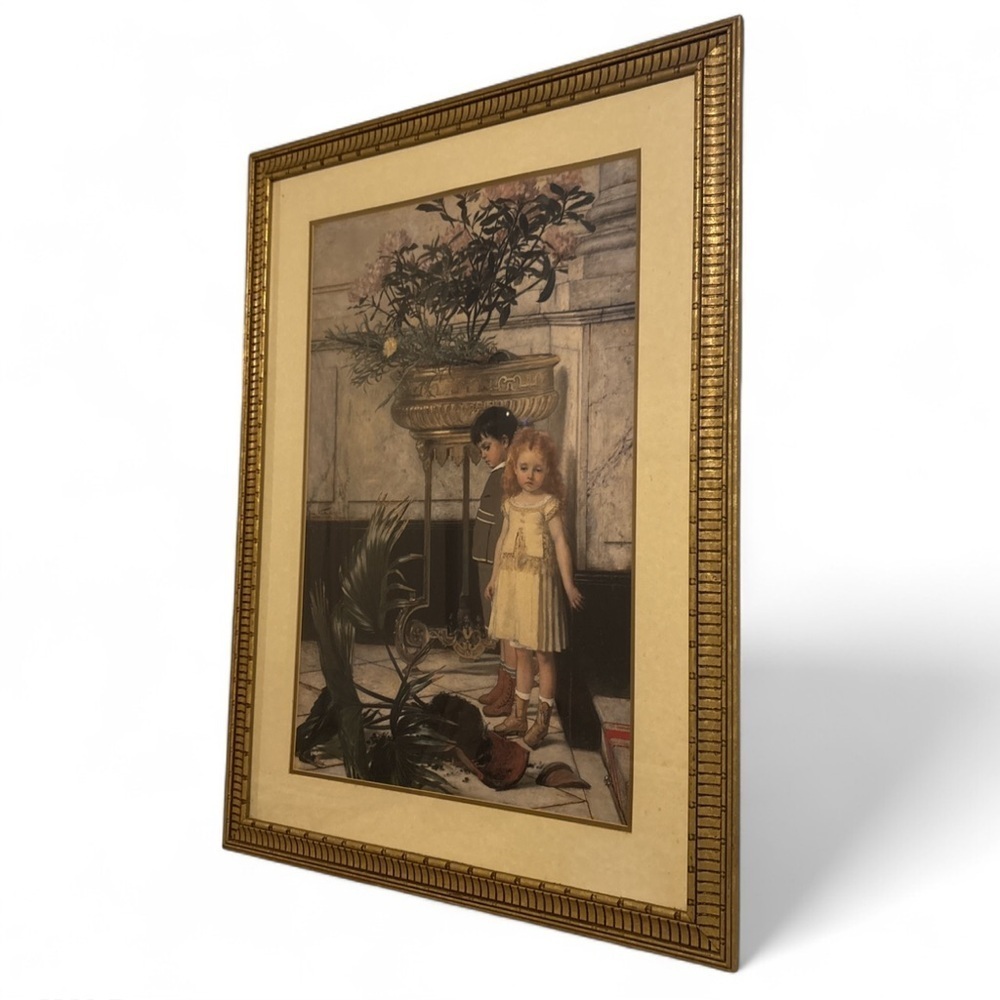 The Broken Flower Pot Jan Frans Verhas Vintage Art Print 40x30 Framed Wall Decor